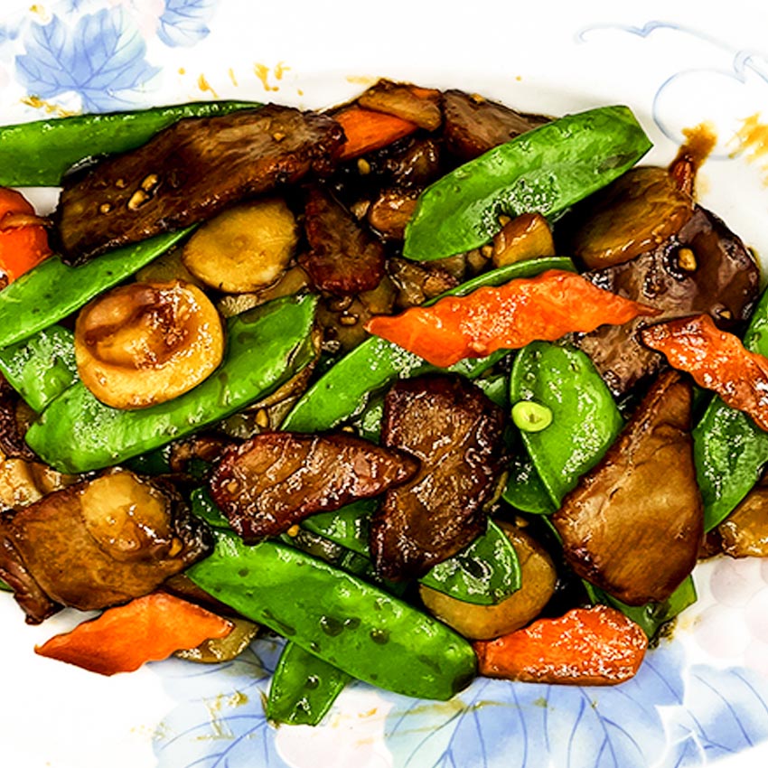 BBQ Pork with Snow Peas New Shanghai Restaurant Lake Forest